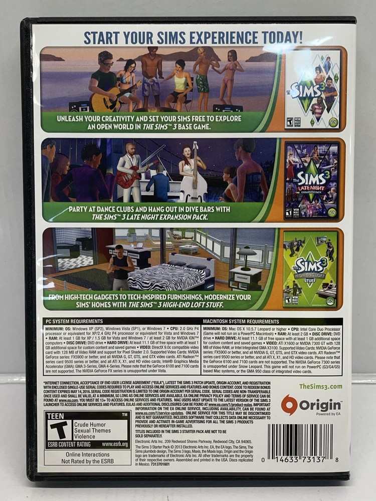 The Sims 3 Starter Pack PC (Case, Manuals, & Discs) See Description & Photos!