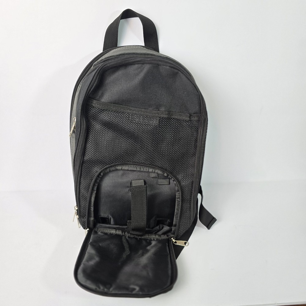 TI Mini Black Backpack Multiple compartments with interior hooks and straps