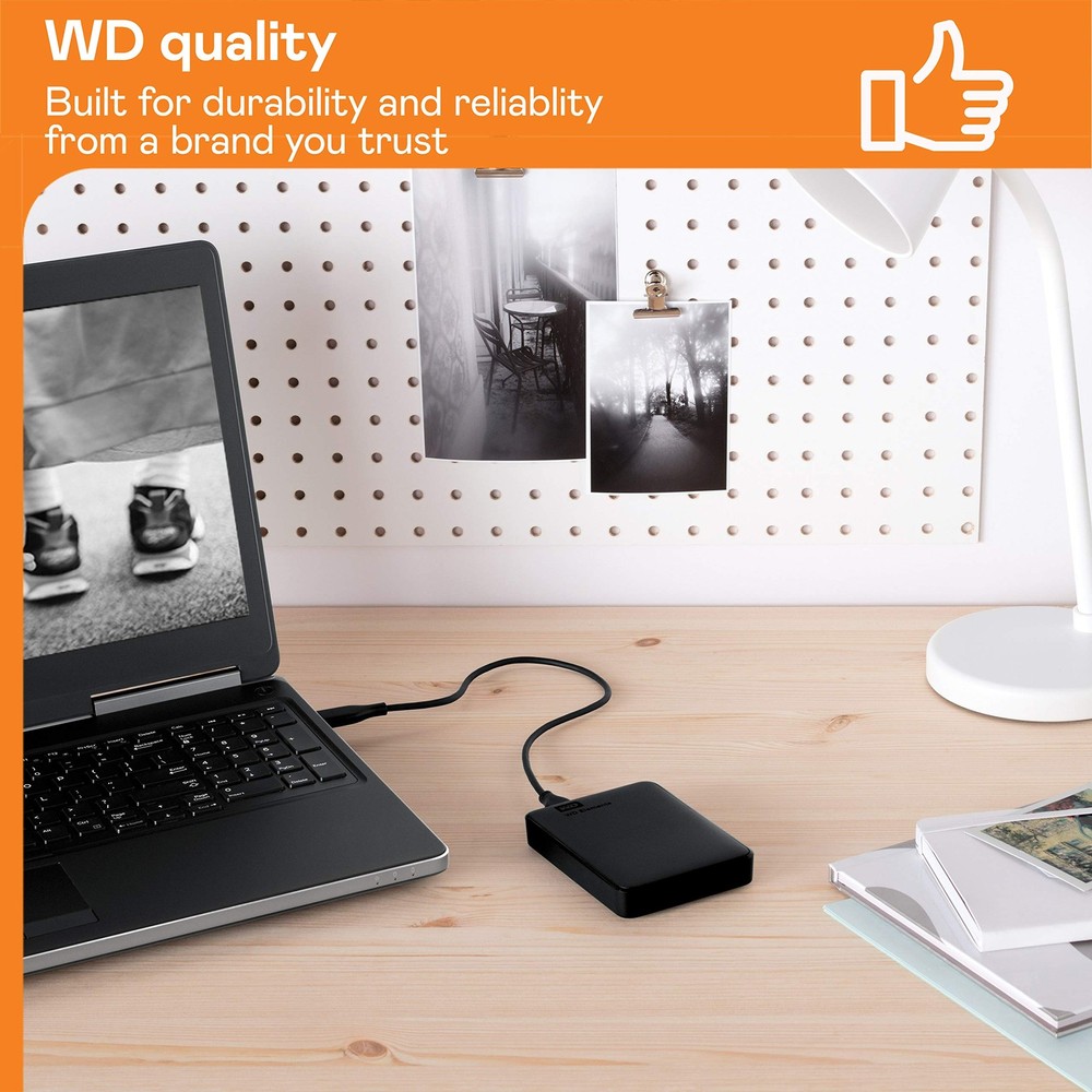 WD 2TB Elements Portable External Hard Drive for Windows, USB 3.2 2TB, Black