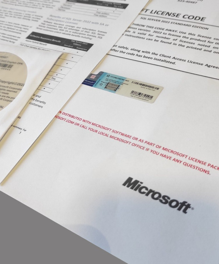 SQL Server 2022 Standard 16 Cores unlimited User CALs with CoA