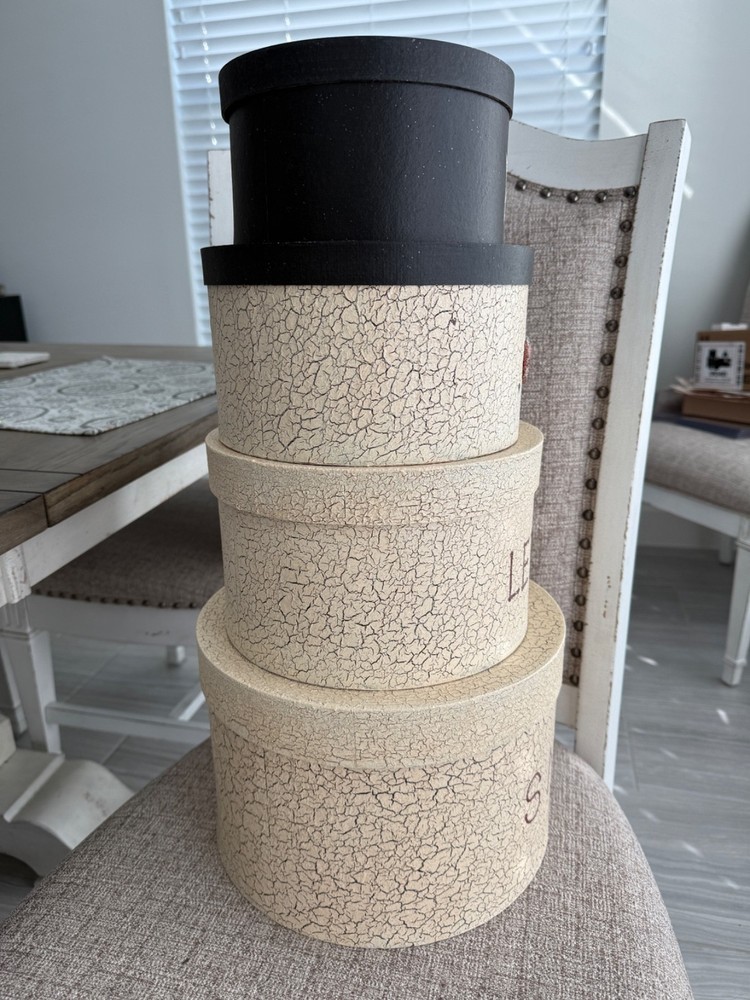 Primitive Snowman Round Stacking/Nesting Boxes - 4 Boxes
