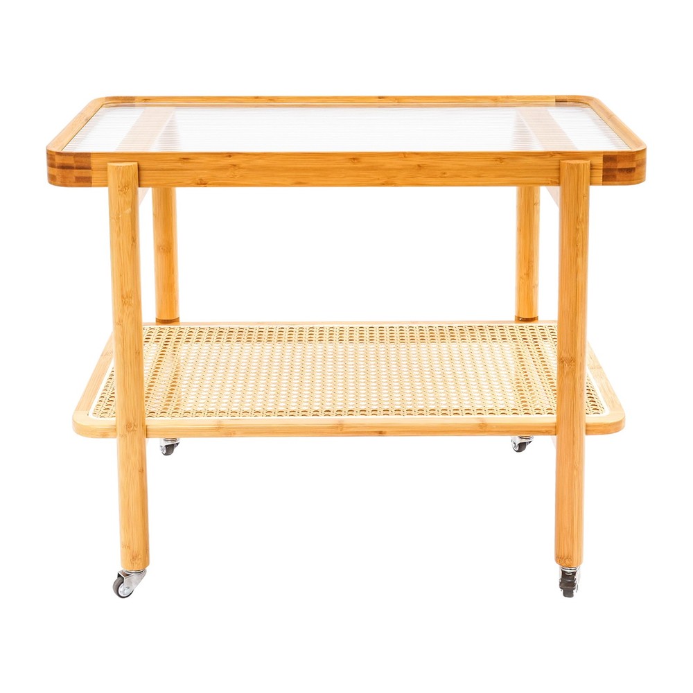 Bamboo Table Portable Sofa Side Table Coffee Table With Wheels Modern Storage