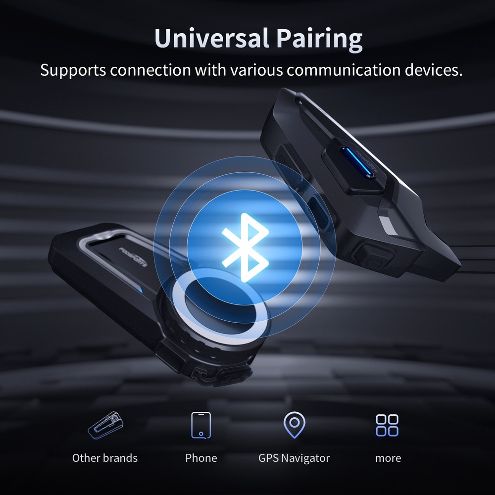 T5 Motorcycle Bluetooth Headset Helmet Intercom for 2-Way Communication 1000m