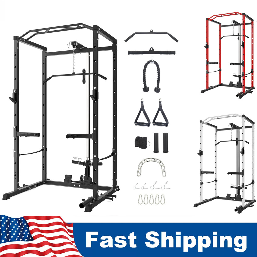 1600LB Power Cage w/LAT Pulldown Multi-Functional Power Rack Home Gym Squat Rack