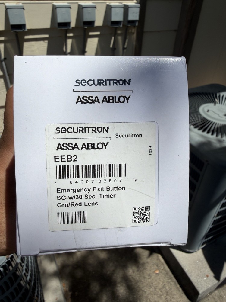 Securitron EEB2 Emergency Exit Button Single Gang Backplate Green/Red Lens Timer