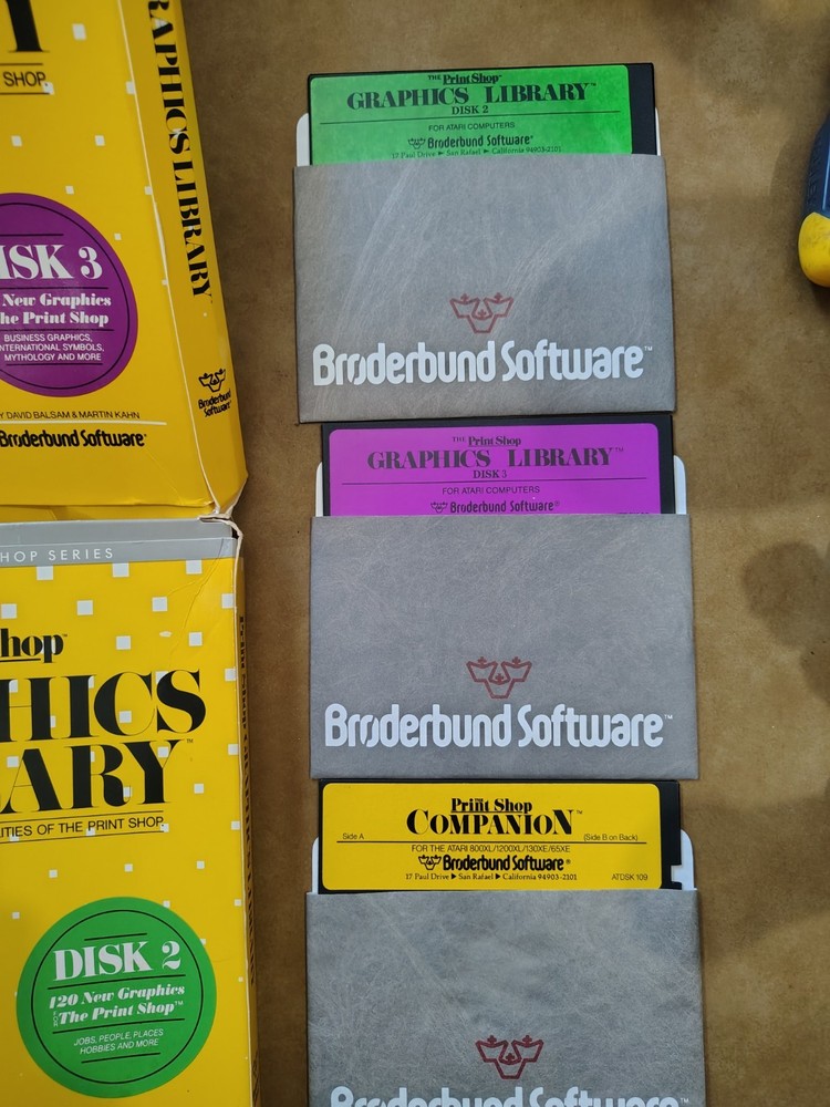 The Print Shop Companion Graphics Library Disk 2 Disk 3 Atari Computer Software