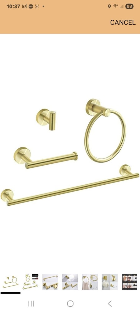 Gold bathroom accessories set