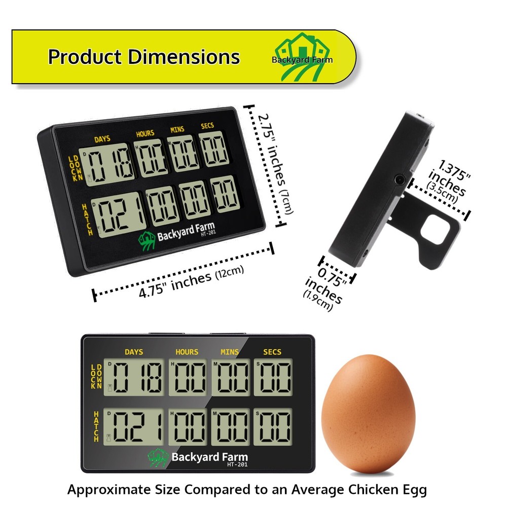 Egg Incubator Dual Countdown Hatch Timer Double Count Down Days Hours Minute Sec