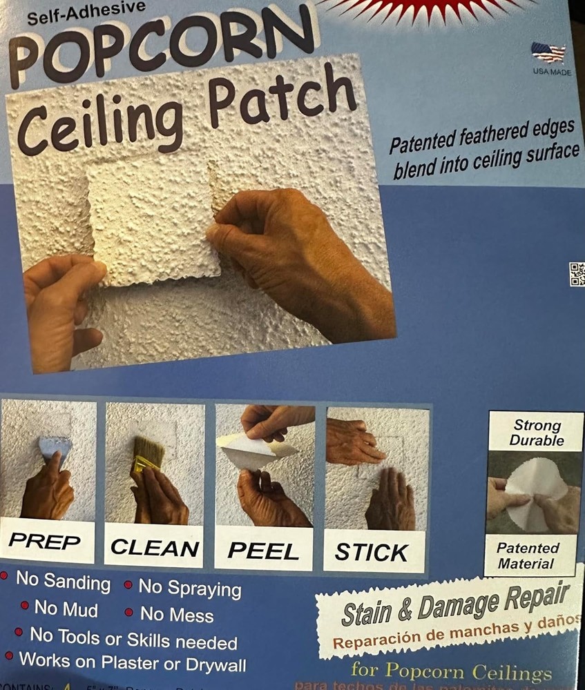 Self-Adhesive 5' x 2' Popcorn Ceiling Repair Patch Roll - Easy Home Fix