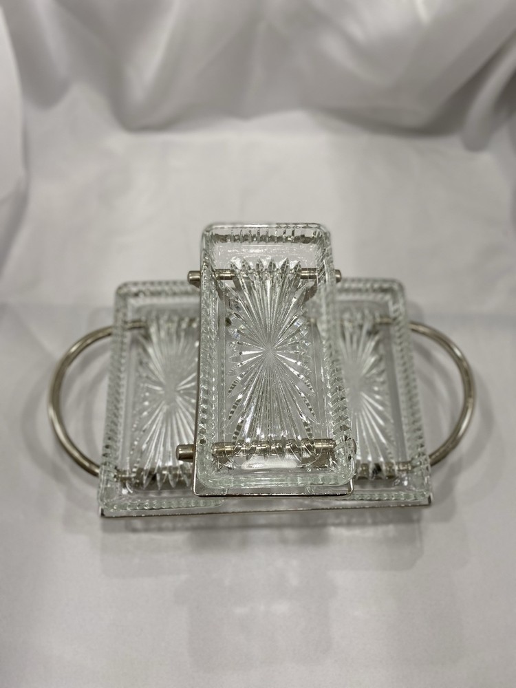 Leonard Silver Plate Three Tier Relish Server ￼￼