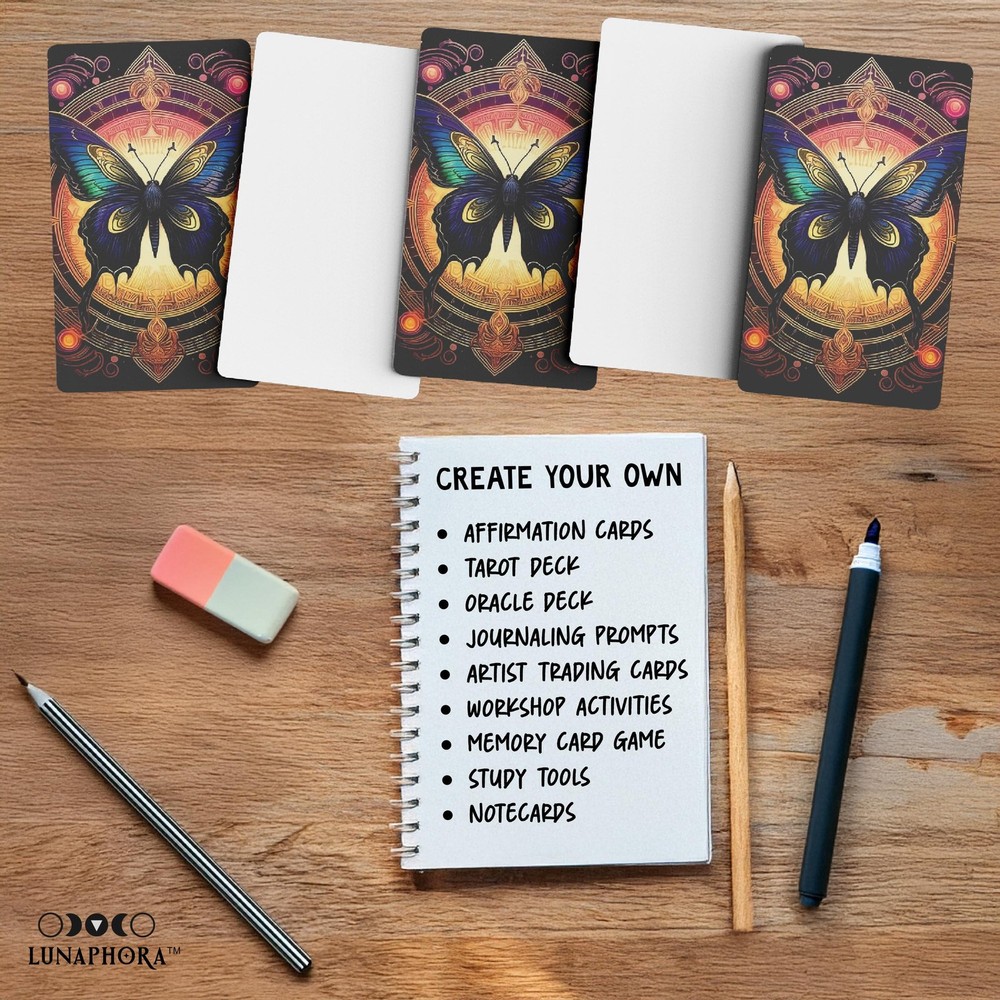 Lunaphora Blank Tarot Cards with Printed Back Design - 1 Deck, Multicolored