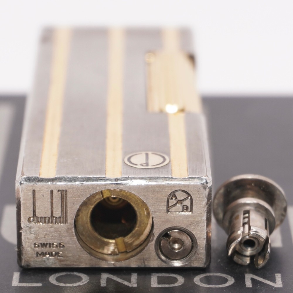 Dunhill Silver Rollagas Lighter Threes Gold Line_Ultrasonically cleaned_WORKING