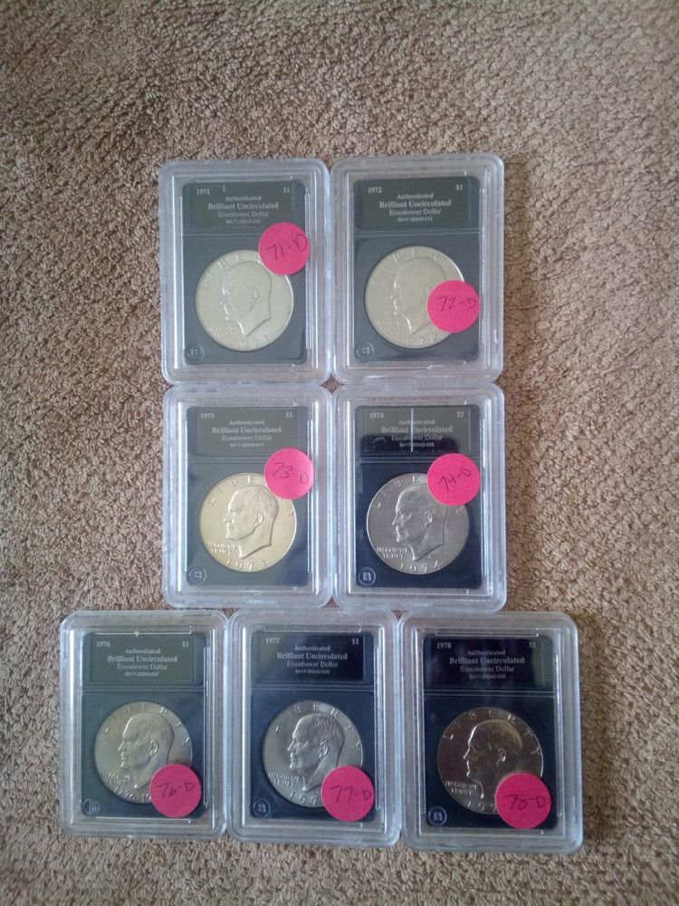 AUTHENTICATED BRILLIANT BRADFORD EXCHANGE UNCIRCULATED EISENHOWER DOLLAR SET
