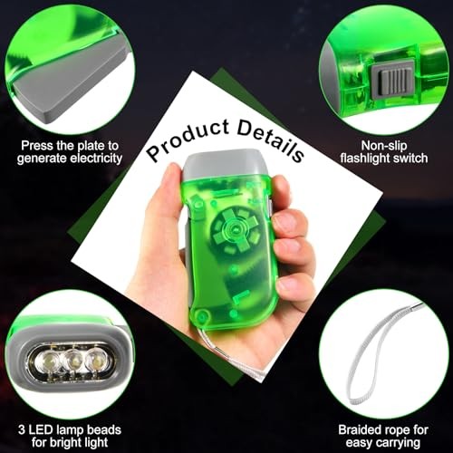 60 Pack Hand Crank Flashlight Operation Christmas Yellow, Green, Blue, Red
