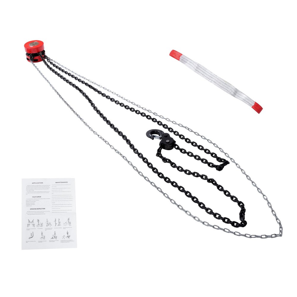 3 Ton/6600LBS Chain Hoist Puller Block Fall 10FT Lifting Chain w/ Hooks