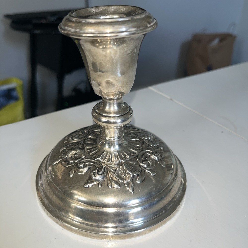 Gorham Sterling Candlestick Holder Floral Base Weighted. 4.5”