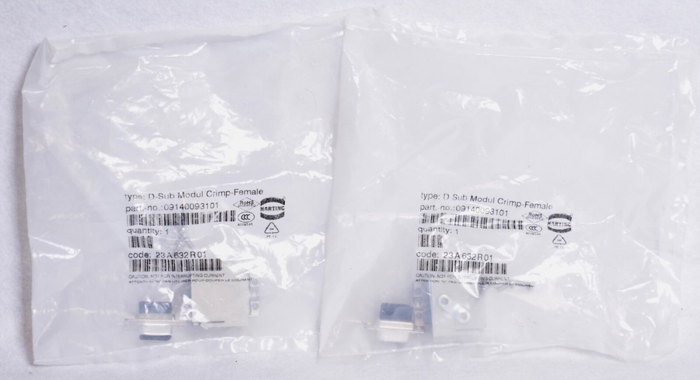 2 Count Harting D-Sub Modul Crimp-Female 09140093101