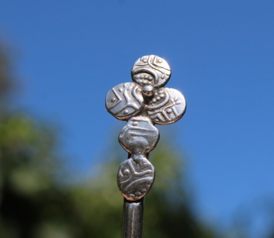 Antique Silver Berry Spoon w/Twisted Handle Shell Shape-#B2