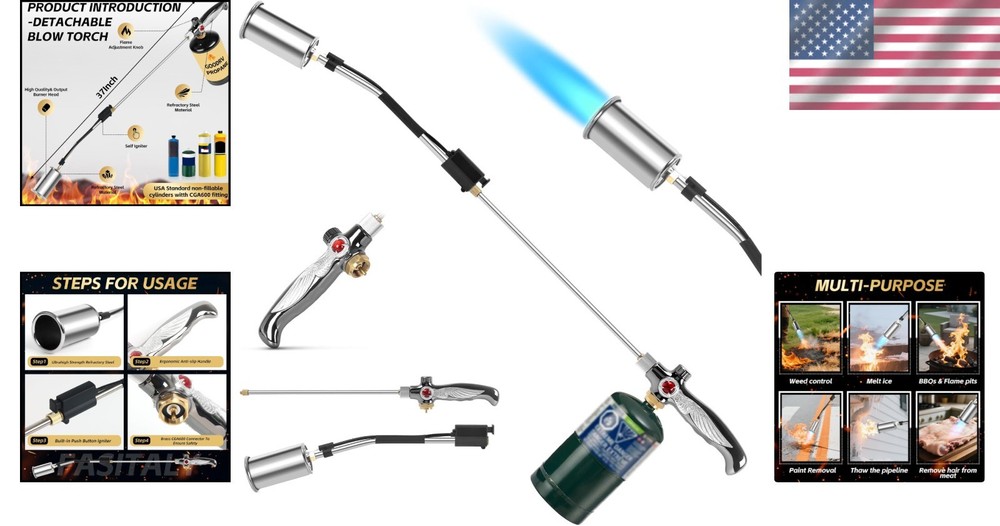 Versatile Propane Torch Weed Burner - Effective for Ice, Snow, and Weeds