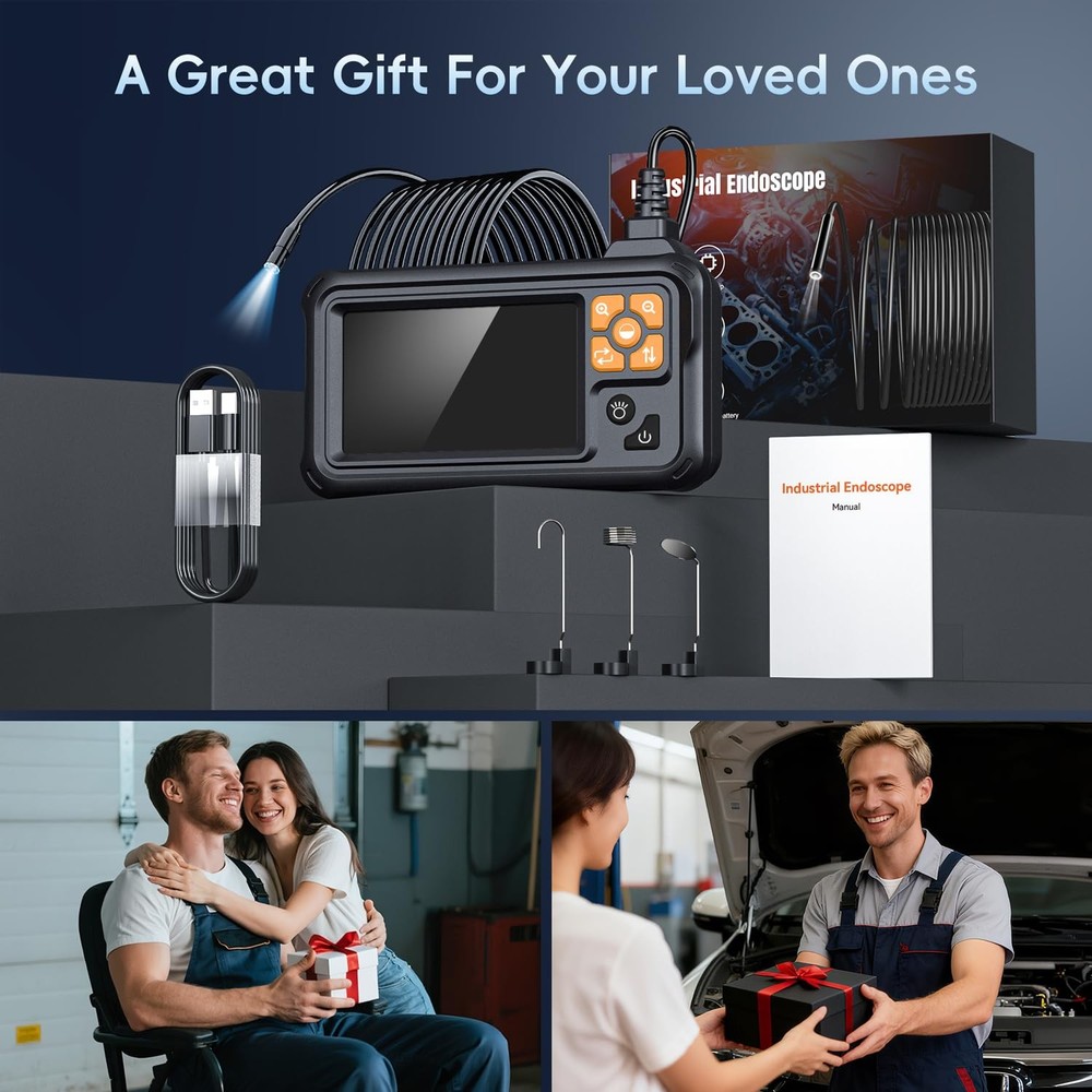 SKYBASIC Industrial Endoscope Borescope Camera with Light, 16.5FT, black