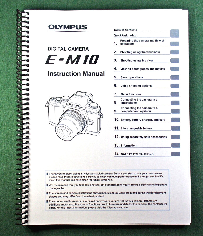 Olympus E-M10 Instruction Manual: 166 Pages & Protective Covers!