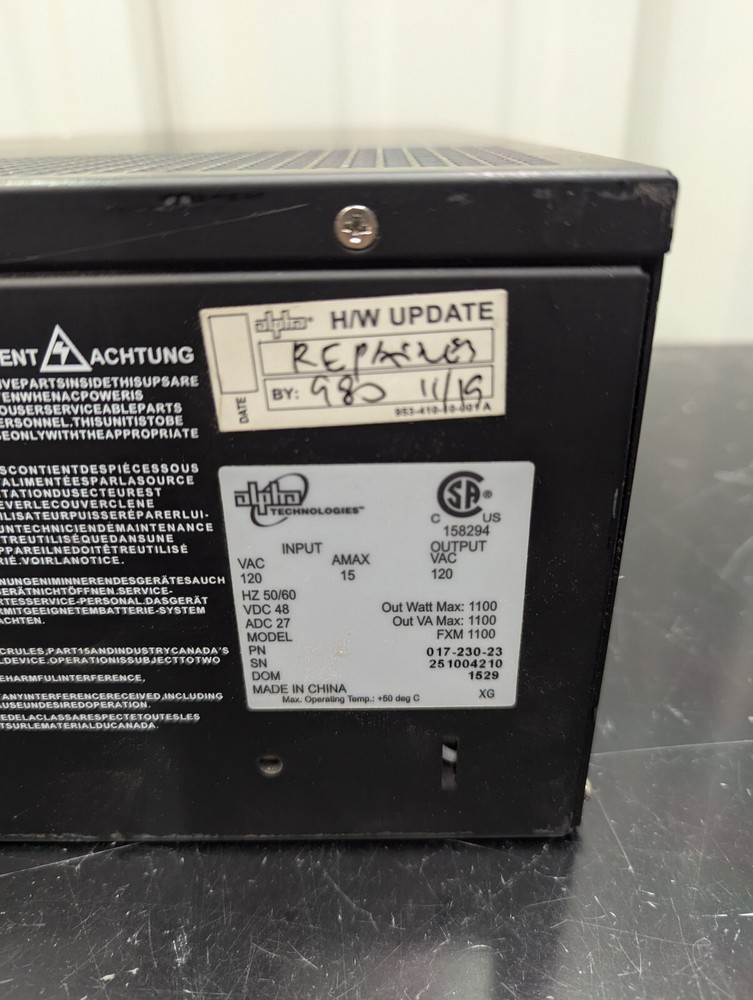 Alpha Technologies FXM-1100 FXM1100 Rugged UPS Module 48 VDC 120 VAC