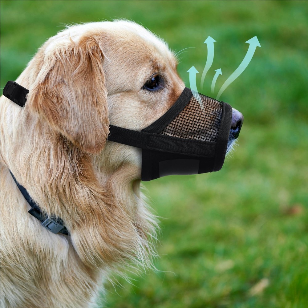 Extra Large Dog Muzzle - Air Mesh XL Dog Muzzle to Stop Biting, Barking and C...