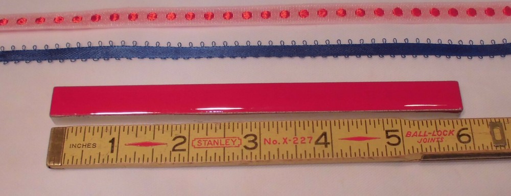 1 pc. *Glossy Ruby Red* Ceramic Tile, Pencil - Liner - Sizzle: 1/2" X 6" by A.O.