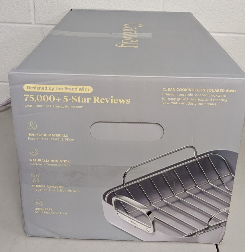 Caraway Home 7pc Square Cookware Set Gray: Nonstick Ceramic NOB