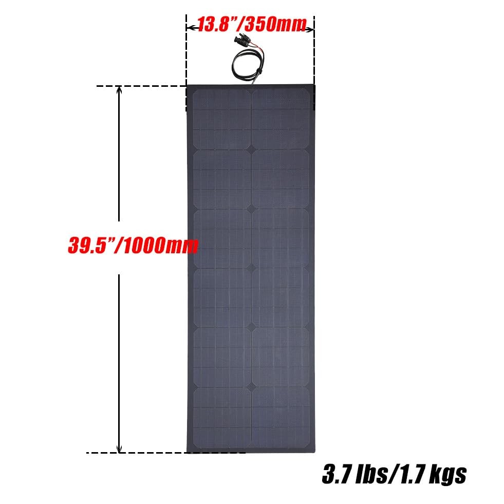 12V ETFE Black Flexible Solar Panel, with Solar Cable on Back Side, PERC 55W
