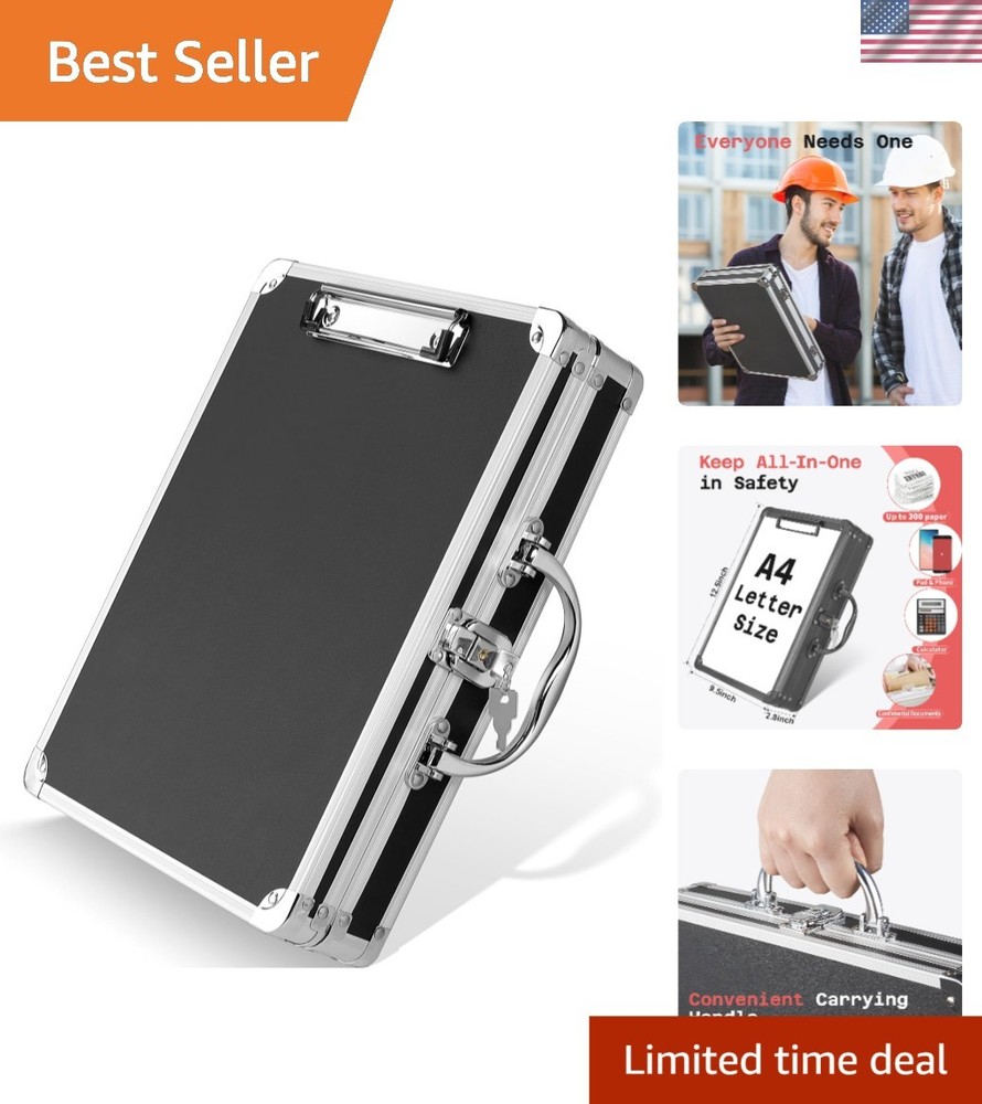 Locking Clipboard Storage Box with Ergonomic Handle - Protect Documents Safely