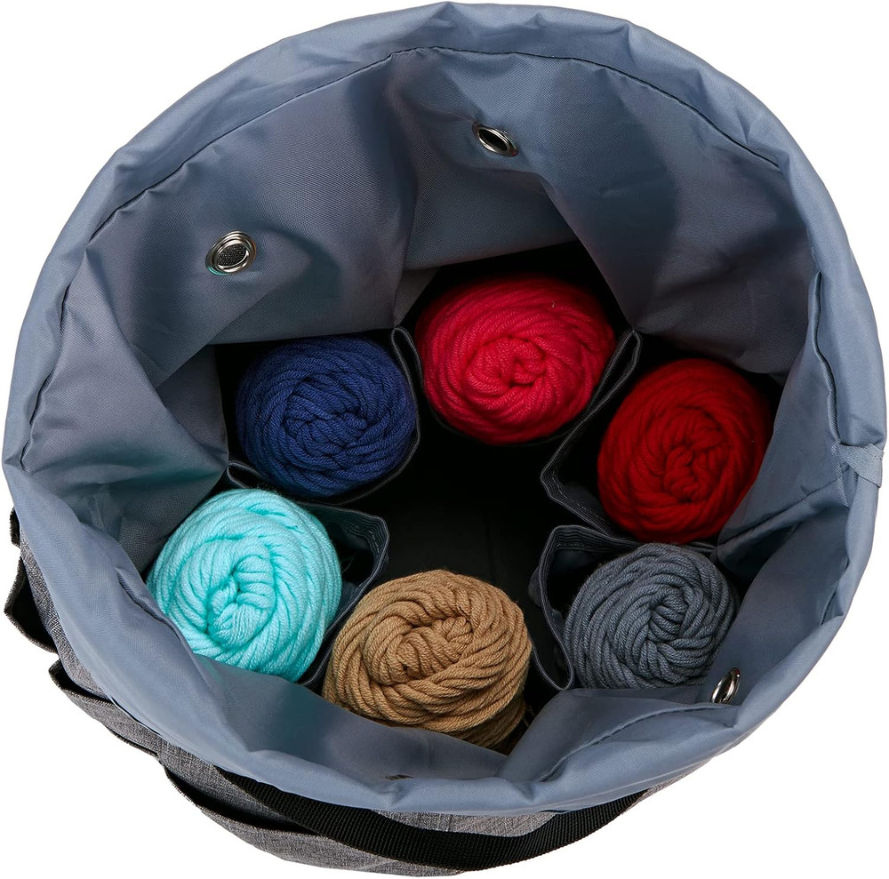 Large Crochet Bag with Customized Front Compartment for Knitting Accessories, Ya