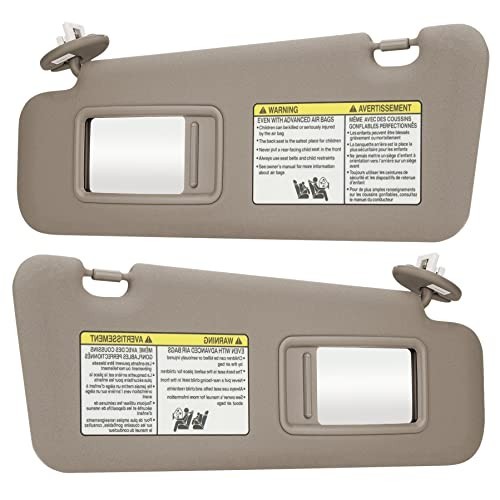 Beige Left & Right Side Sun Visor Replacement for 2008-2013 Toyota Highlander