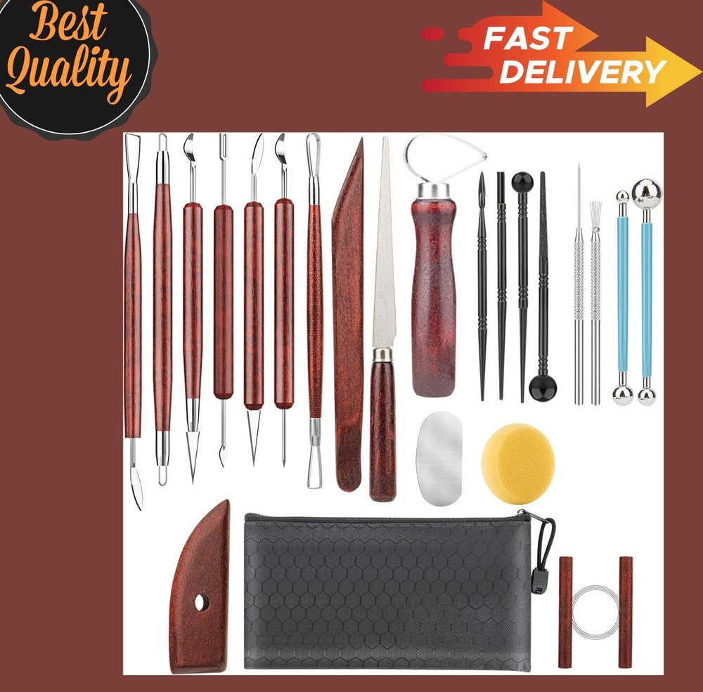 23PCS Clay Sculpting Tools Set Pottery Ceramic Polymer Modeling Kit