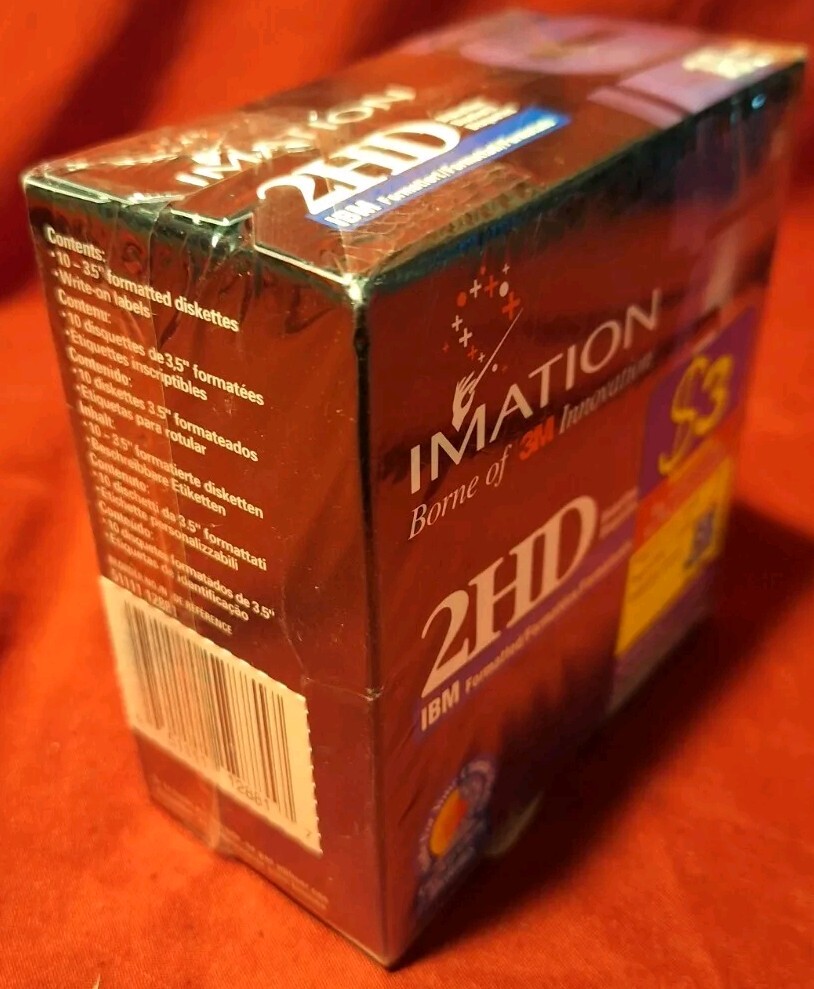 Imation 3.5" 2HD IBM Formatted 1.44MB 10 Pack - Floppy Disk - New Sealed!