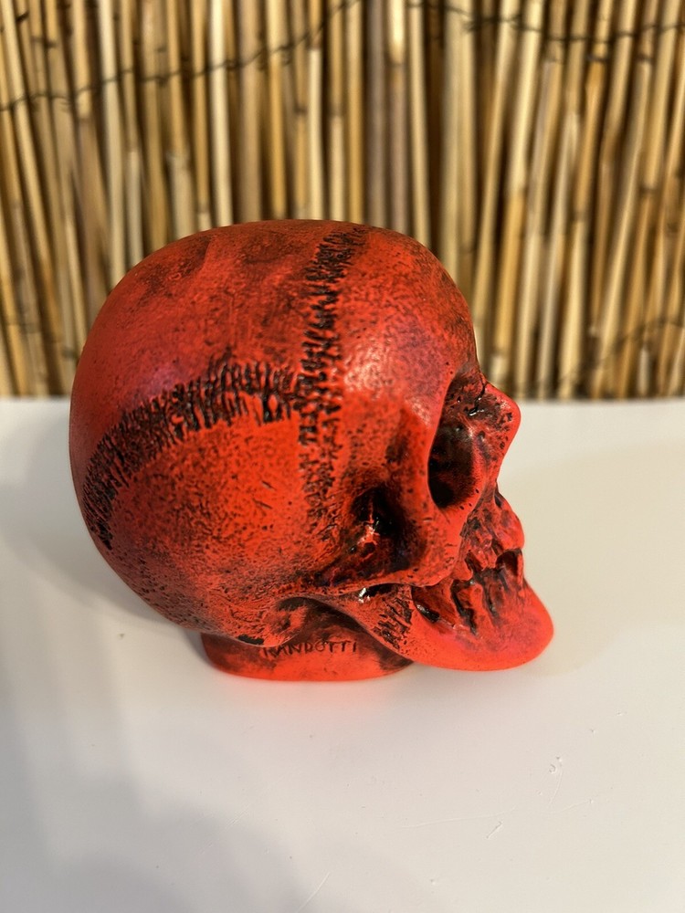 RANDOTTI ORIGINAL # 829 MEDIUM RED FLUORESCENT SKULL GLOWS UNDER BLACKLITE