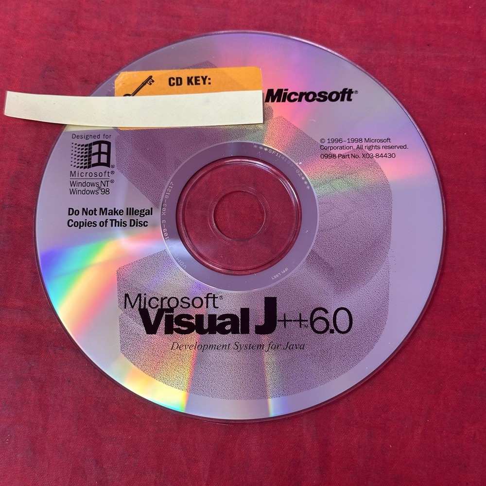 Microsoft Visual J++ 6.0 Programming Software CD J 6 for Windows  with CD-Key