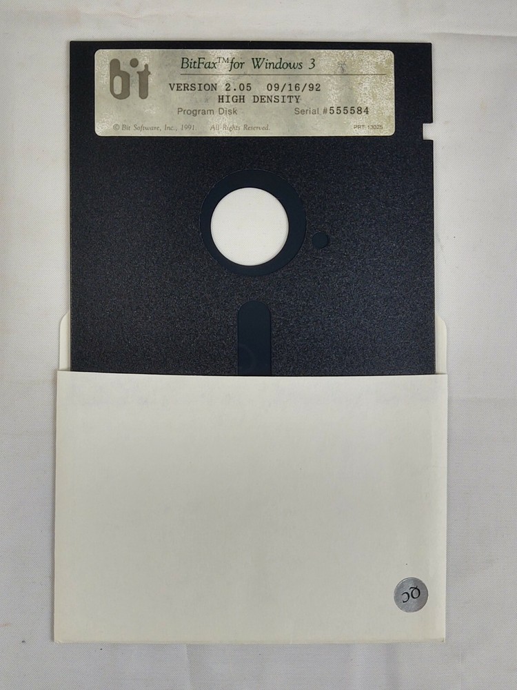 BitFax For Windows Manual + Software 5.25" Floppy Disk Bitfax Windows 3 Ver 2.05