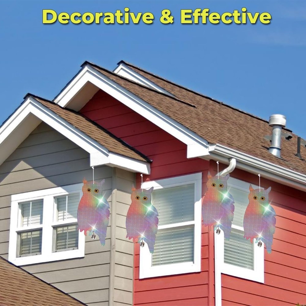 Realistic 2-Pack Owl Deterrent Devices – Reflective & Sound-Producing for Safety