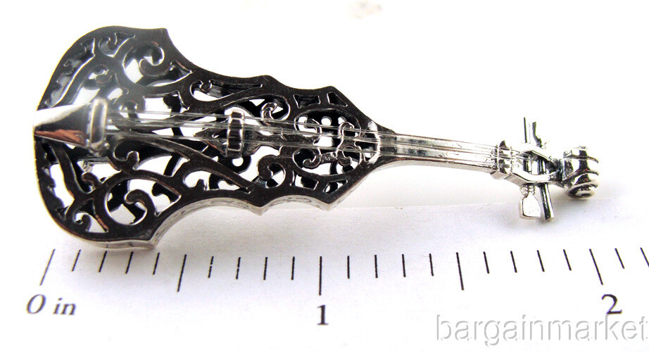 Miniature Sterling Silver String Instrument Viola Bass #514