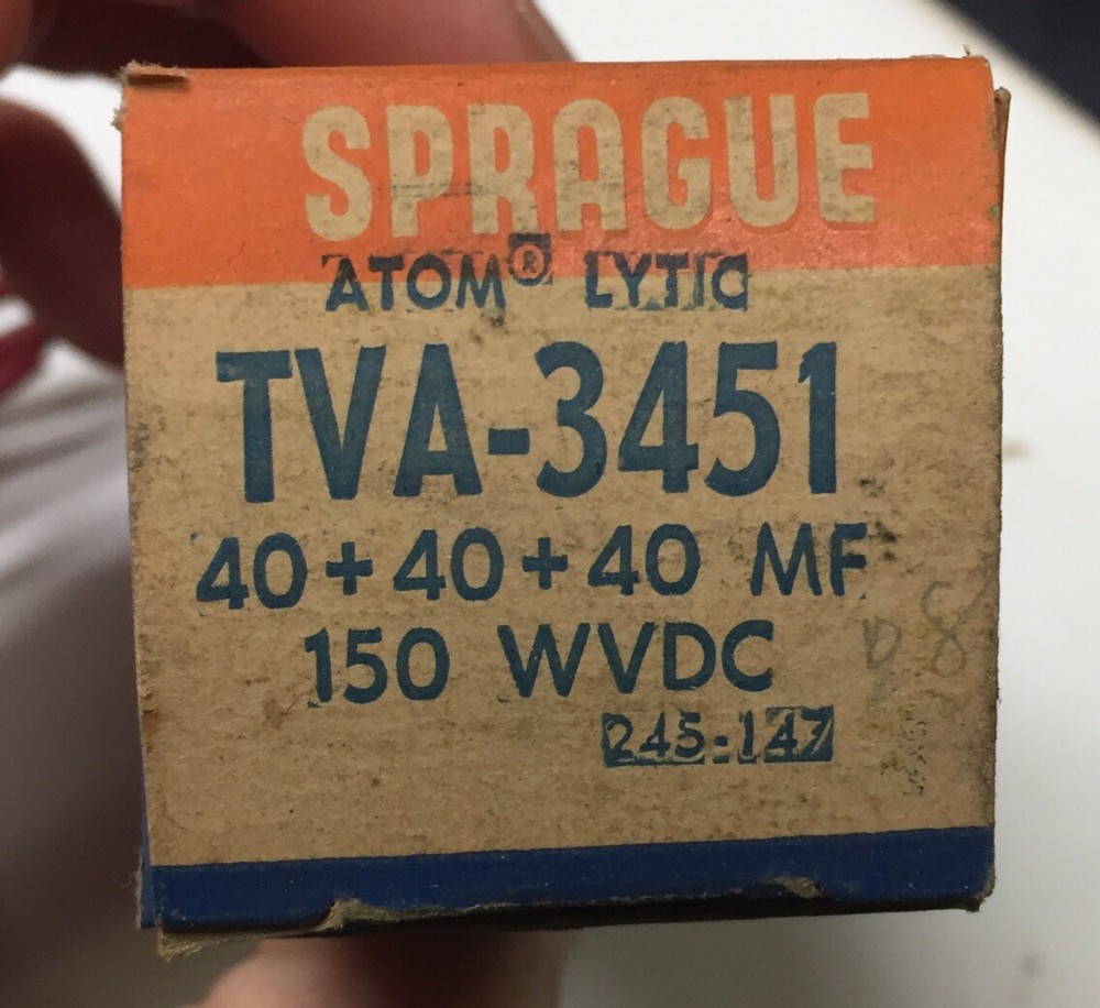 Vintage Sprague Atom Lytic Capacitor TVA-3451 NOS