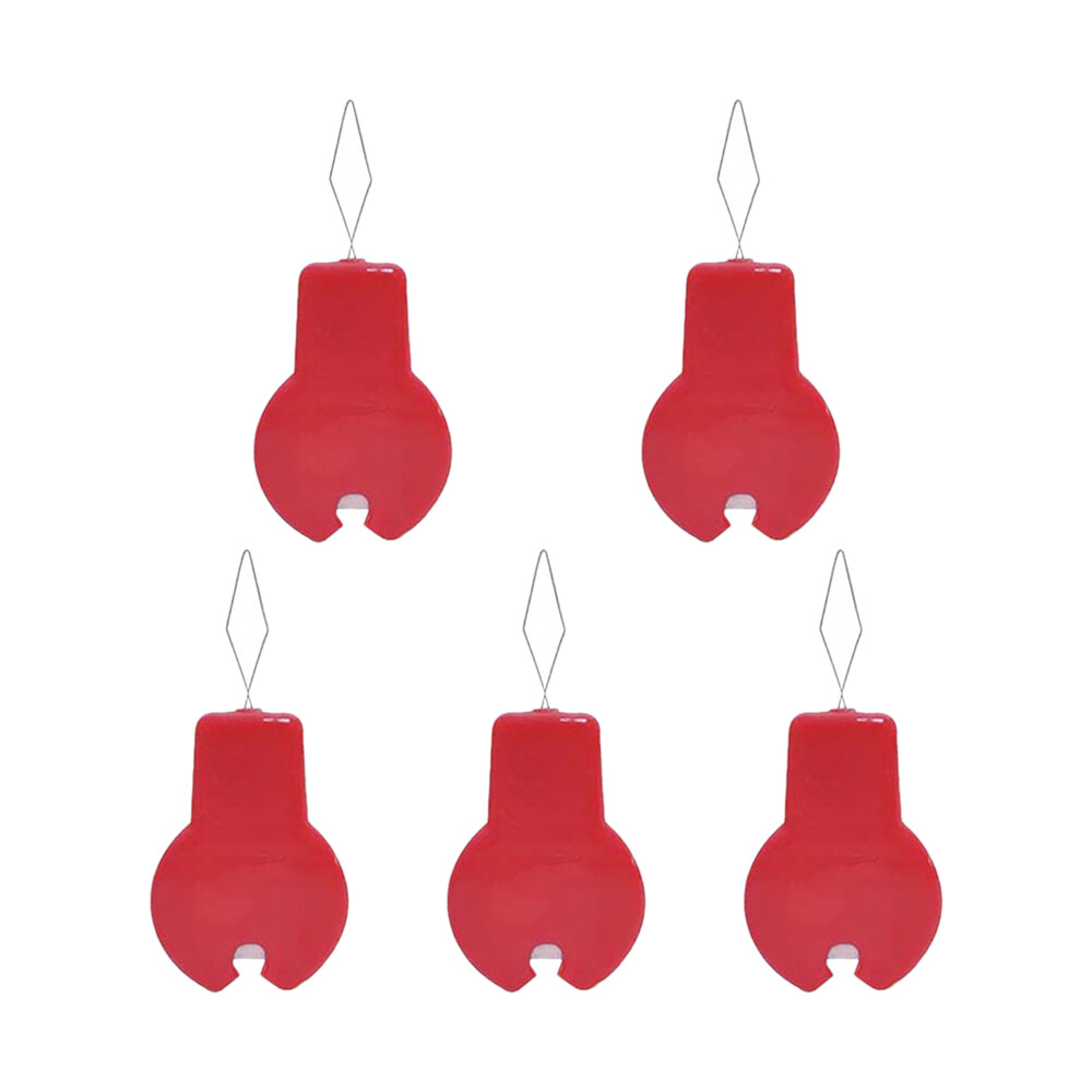 5pcs Gourd Shape Plastic Threader w Blade Cross Stitch Bow Wire Needles 4 Colour