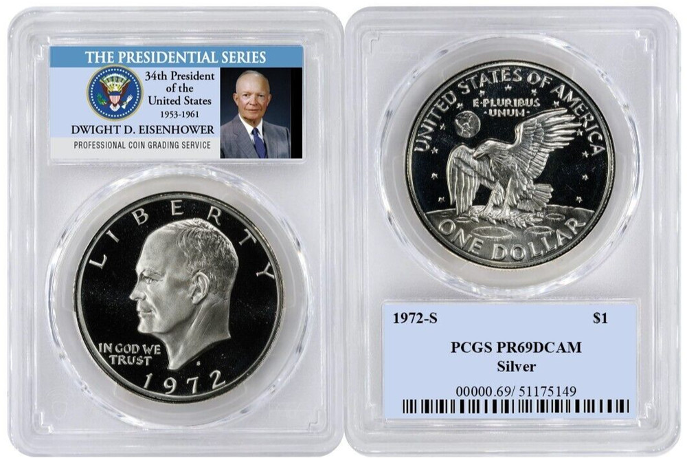 1972 S Silver Ike Eisenhower Dollar $1 PCGS PR69DCAM