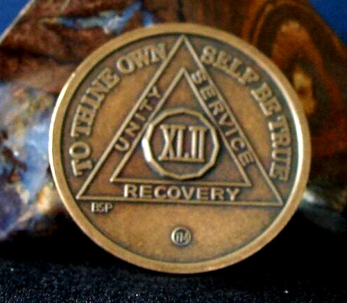 42 Year Alcoholics Anonymous AA  Bronze Medallion  Coin  Chip Token Medal