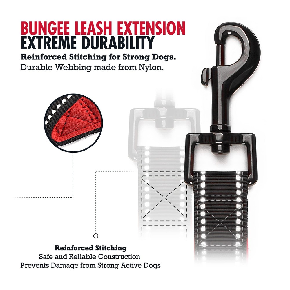 Bungee Dog Leash Extension Shock Absorbing Added Handle Reflective Medium