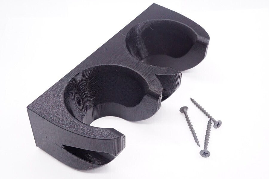 Wall Mounted Holder for Two MagLite D Cell Flashlights *BLACK*