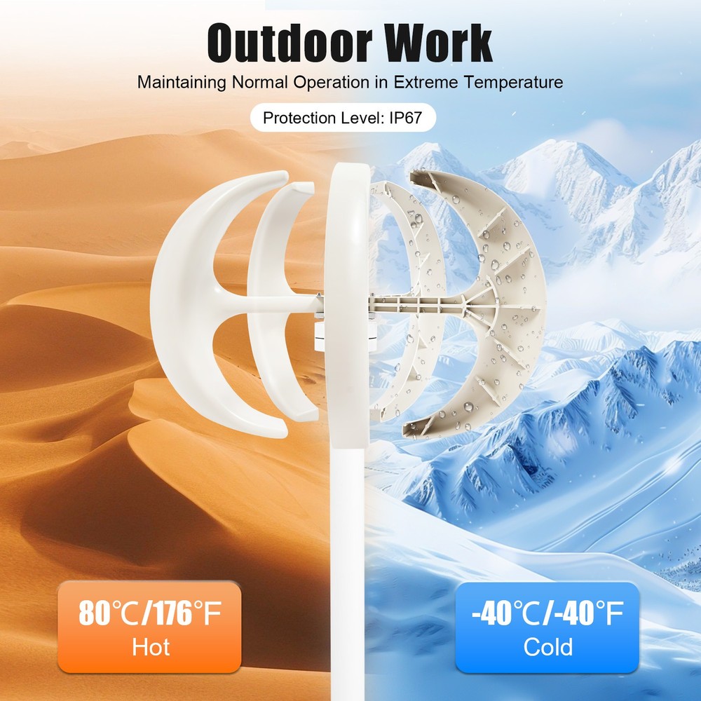 Lantern Wind Turbine Generators 5-Blade Vertical Axis Power Generator W/ Control