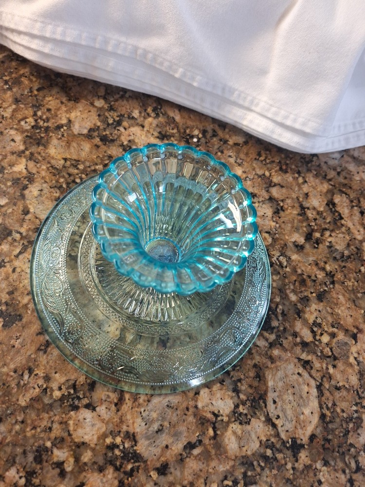 Vintage Renaissance Blue Cake Or Cookie Stand