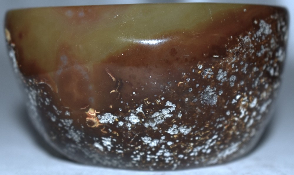 Pretty Brown Agate Bowl 3.55"/361 Grams