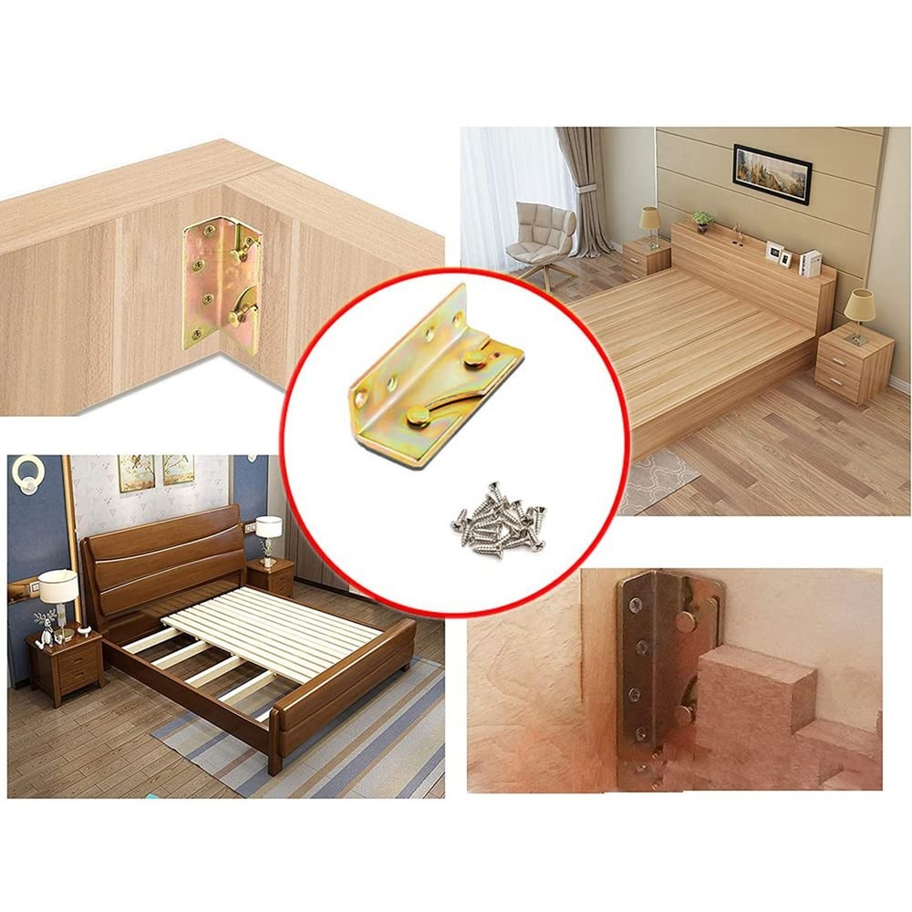 4 Sets Bed Rail Brackets Bed Frame Hardware for Connecting to Wood, Headboard...